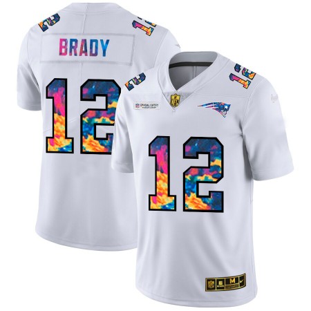 Herren New England Patriots Trikot Tom Brady 12 Nike 2020 Mehrfarbiges Weiß